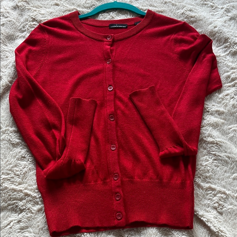Vintage ModaI International Silk  Cashmere Vibrant Red Women's Cardigan Size S